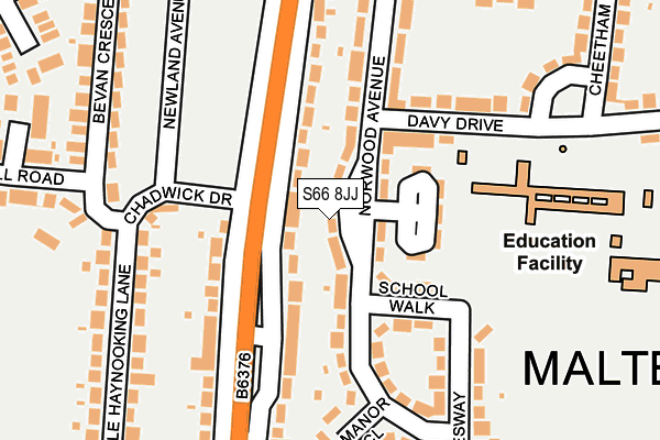 S66 8JJ map - OS OpenMap – Local (Ordnance Survey)