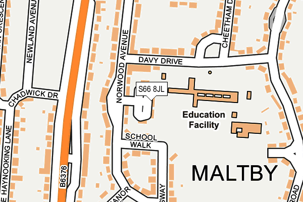 S66 8JL map - OS OpenMap – Local (Ordnance Survey)