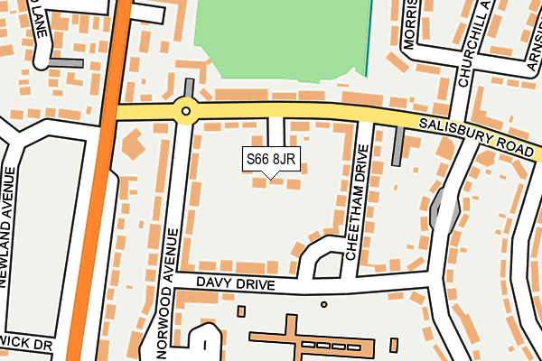 S66 8JR map - OS OpenMap – Local (Ordnance Survey)