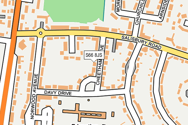 S66 8JS map - OS OpenMap – Local (Ordnance Survey)