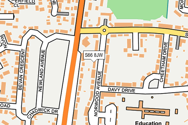 S66 8JW map - OS OpenMap – Local (Ordnance Survey)