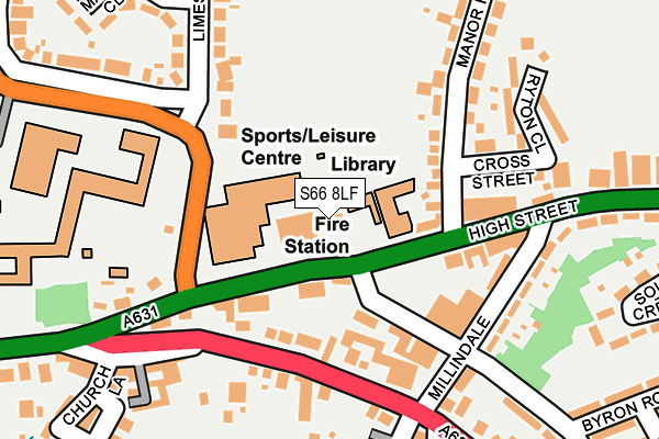 S66 8LF map - OS OpenMap – Local (Ordnance Survey)