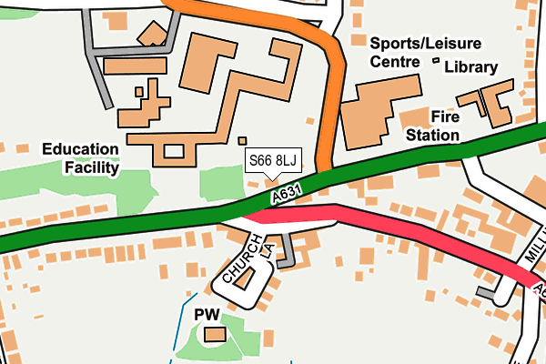 S66 8LJ map - OS OpenMap – Local (Ordnance Survey)
