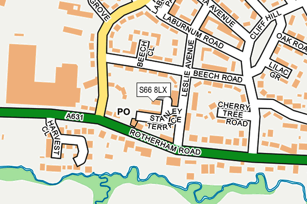 S66 8LX map - OS OpenMap – Local (Ordnance Survey)