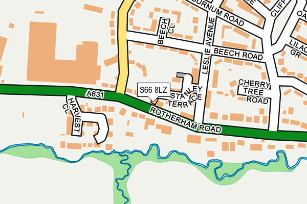 S66 8LZ map - OS OpenMap – Local (Ordnance Survey)
