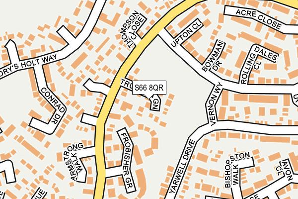 S66 8QR map - OS OpenMap – Local (Ordnance Survey)