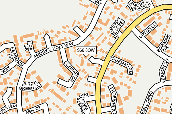 S66 8QW map - OS OpenMap – Local (Ordnance Survey)