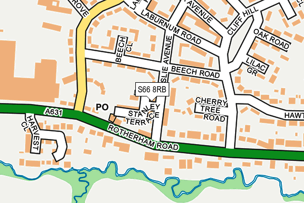 S66 8RB map - OS OpenMap – Local (Ordnance Survey)