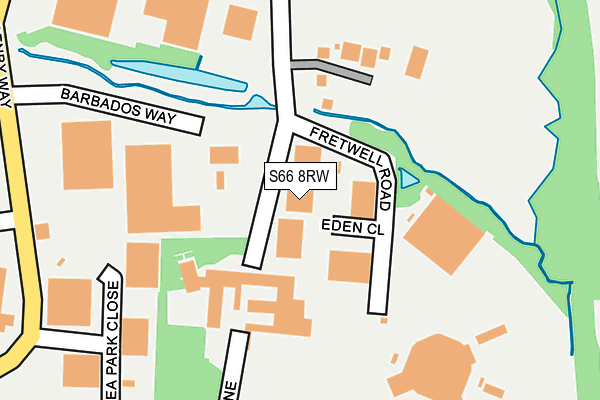 S66 8RW map - OS OpenMap – Local (Ordnance Survey)
