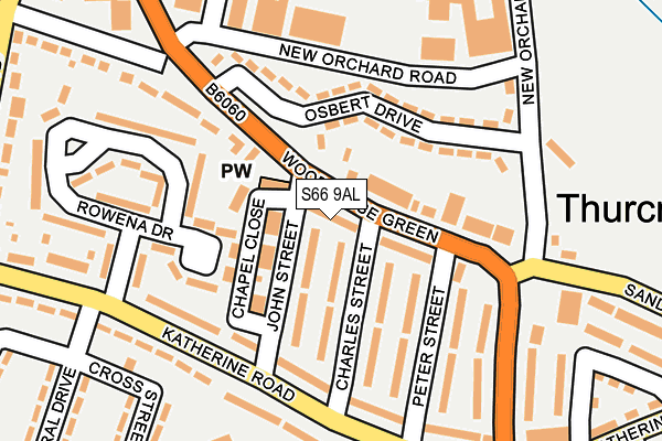 S66 9AL map - OS OpenMap – Local (Ordnance Survey)