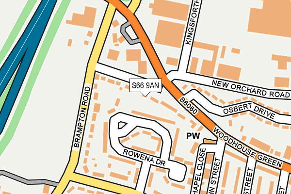 S66 9AN map - OS OpenMap – Local (Ordnance Survey)