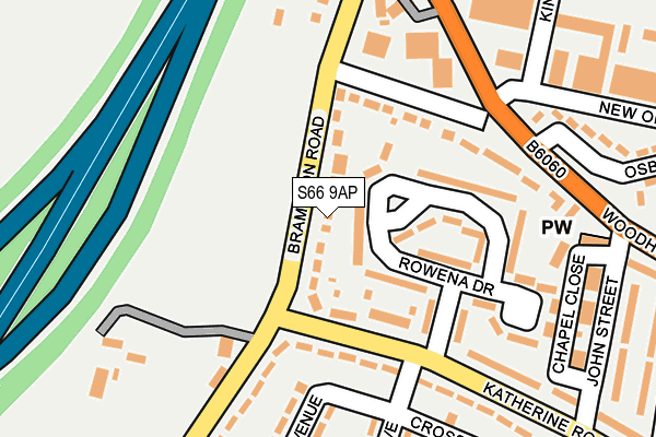 S66 9AP map - OS OpenMap – Local (Ordnance Survey)