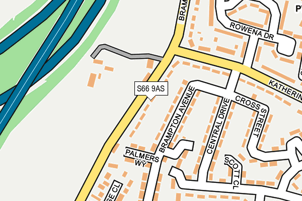 S66 9AS map - OS OpenMap – Local (Ordnance Survey)