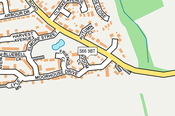 S66 9BT map - OS OpenMap – Local (Ordnance Survey)
