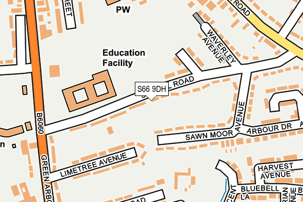 S66 9DH map - OS OpenMap – Local (Ordnance Survey)
