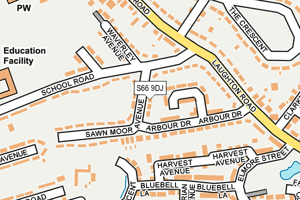 S66 9DJ map - OS OpenMap – Local (Ordnance Survey)