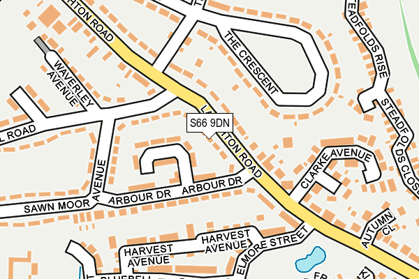 S66 9DN map - OS OpenMap – Local (Ordnance Survey)