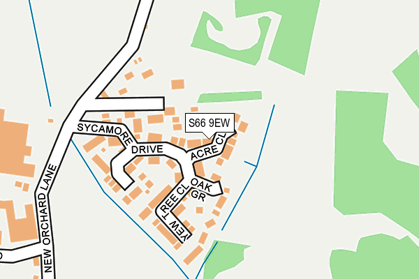 S66 9EW map - OS OpenMap – Local (Ordnance Survey)