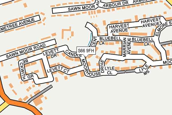 S66 9FH map - OS OpenMap – Local (Ordnance Survey)