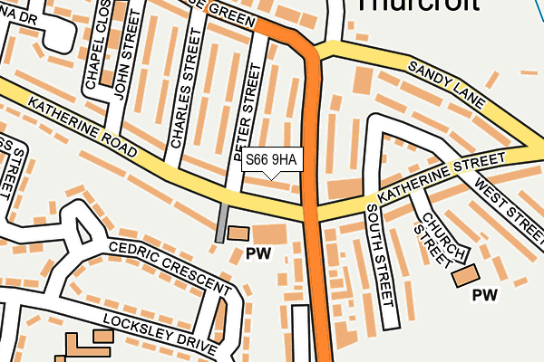 S66 9HA map - OS OpenMap – Local (Ordnance Survey)