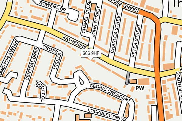 S66 9HF map - OS OpenMap – Local (Ordnance Survey)