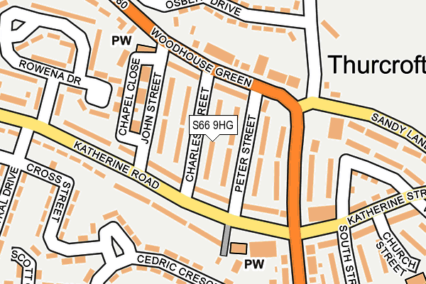 S66 9HG map - OS OpenMap – Local (Ordnance Survey)