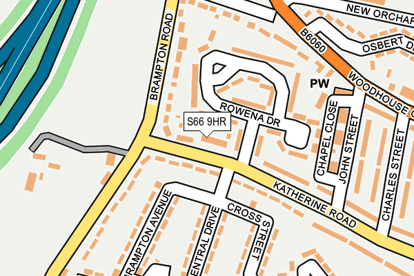 S66 9HR map - OS OpenMap – Local (Ordnance Survey)