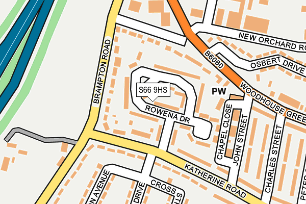 S66 9HS map - OS OpenMap – Local (Ordnance Survey)