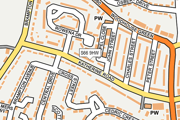 S66 9HW map - OS OpenMap – Local (Ordnance Survey)