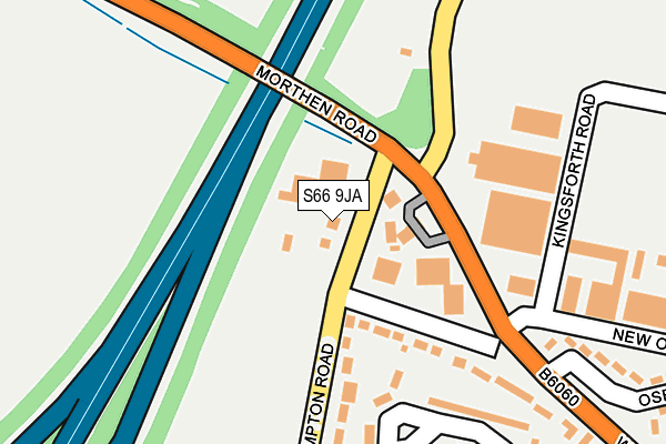 S66 9JA map - OS OpenMap – Local (Ordnance Survey)