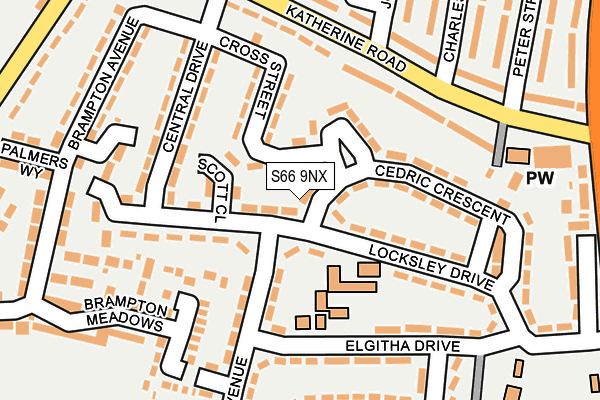 S66 9NX map - OS OpenMap – Local (Ordnance Survey)