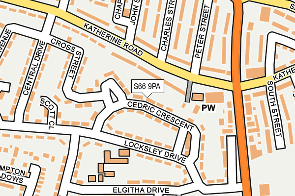 S66 9PA map - OS OpenMap – Local (Ordnance Survey)