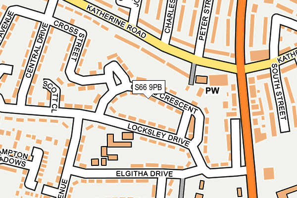 S66 9PB map - OS OpenMap – Local (Ordnance Survey)