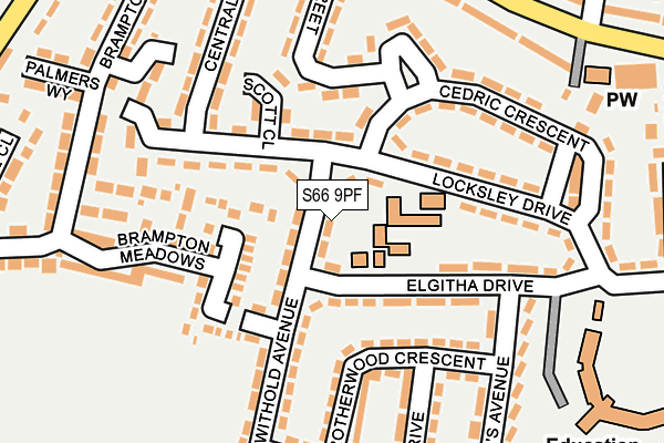 S66 9PF map - OS OpenMap – Local (Ordnance Survey)