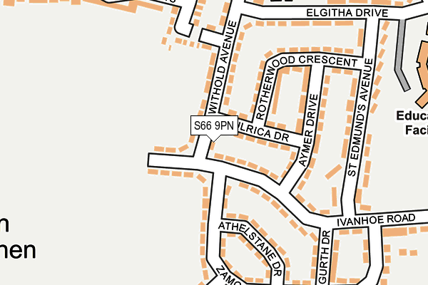 S66 9PN map - OS OpenMap – Local (Ordnance Survey)