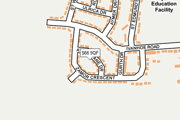 S66 9QF map - OS OpenMap – Local (Ordnance Survey)