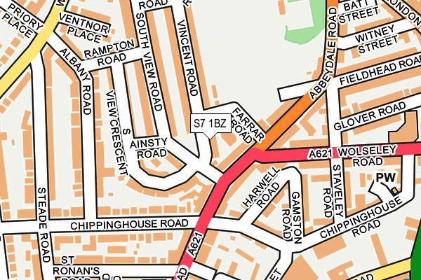 S7 1BZ map - OS OpenMap – Local (Ordnance Survey)