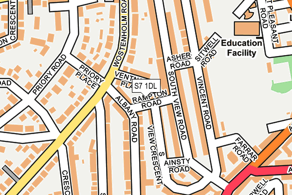 S7 1DL map - OS OpenMap – Local (Ordnance Survey)