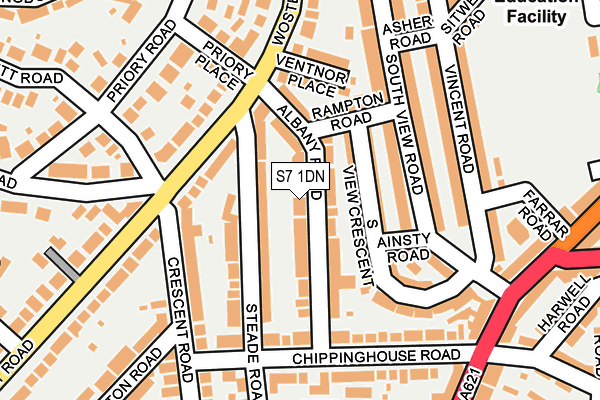S7 1DN map - OS OpenMap – Local (Ordnance Survey)