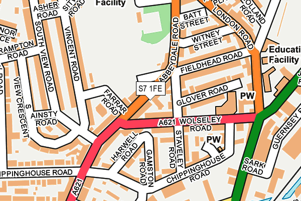 S7 1FE map - OS OpenMap – Local (Ordnance Survey)