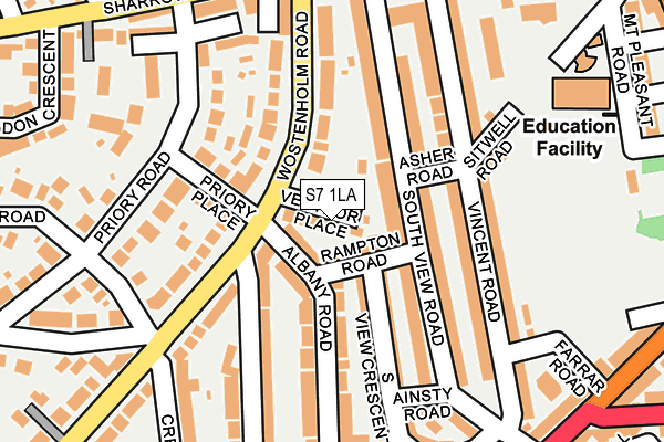 S7 1LA map - OS OpenMap – Local (Ordnance Survey)
