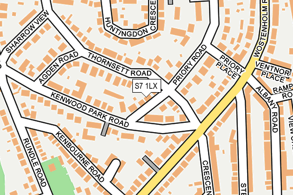 S7 1LX map - OS OpenMap – Local (Ordnance Survey)
