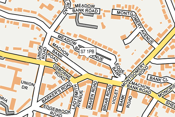 S7 1PB map - OS OpenMap – Local (Ordnance Survey)