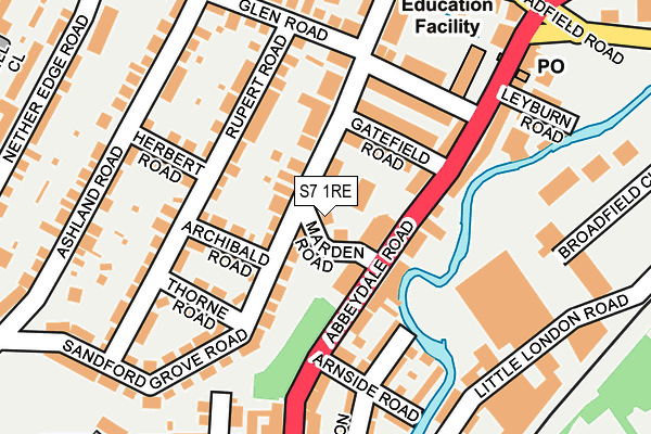 S7 1RE map - OS OpenMap – Local (Ordnance Survey)