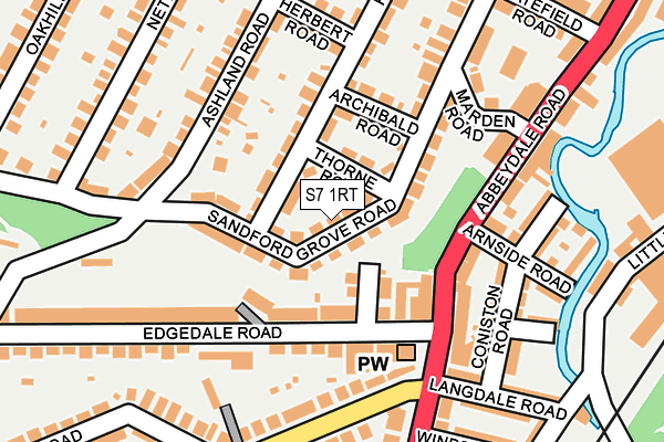 S7 1RT map - OS OpenMap – Local (Ordnance Survey)