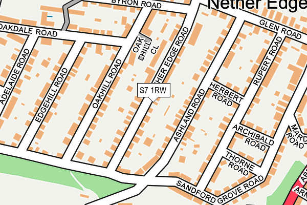 S7 1RW map - OS OpenMap – Local (Ordnance Survey)