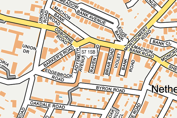 S7 1SB map - OS OpenMap – Local (Ordnance Survey)