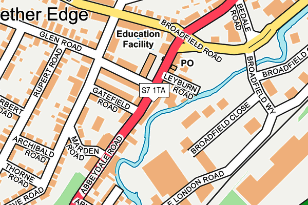 S7 1TA map - OS OpenMap – Local (Ordnance Survey)