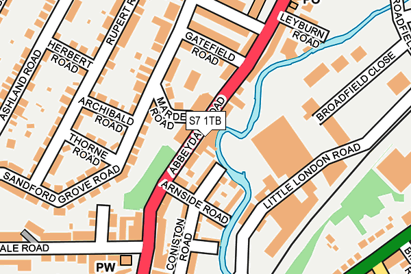S7 1TB map - OS OpenMap – Local (Ordnance Survey)