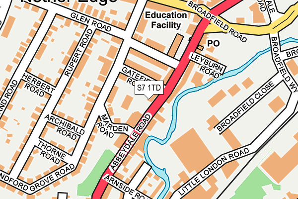 S7 1TD map - OS OpenMap – Local (Ordnance Survey)